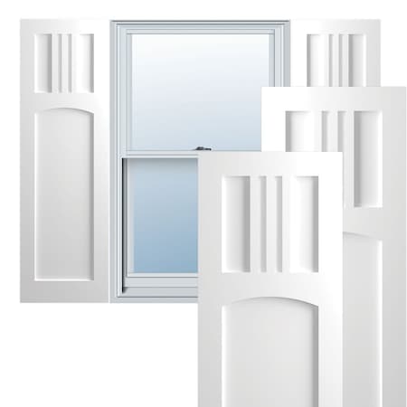 True Fit PVC San Miguel Mission Style Fixed Mount Shutters, White, 18W X 44H